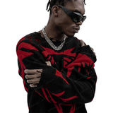 Goth Satan Club Knitted Sweater with Eyelet Details