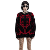 Goth Satan Club Knitted Sweater with Eyelet Details