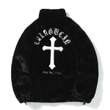 Y2K Vintage Fleece Jacket with Cross Design