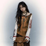 Transparent Mesh Top in Grunge Style with Bell Sleeves