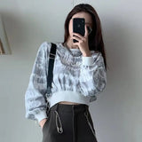 Crop Sweatshirt in E-Girl Style with Gothic Writing and Tie-Dye