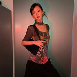 Creative Cyber y2k Print T-Shirt in Tie-Dye Style