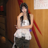 トラッシーギャルスタイルの魅惑的な透明レーストップ