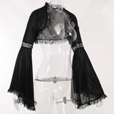 Women Gothic Lace Bell Sleeve Blouse