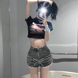 Acubi style Jean Shorts with Leg Warmers