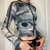 E-Girl Long Sleeve Shirt with Eye Print