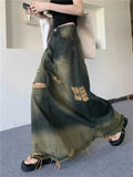 Grunge Women's Maxi Skirt in Used Look with High Cut