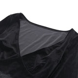 オルタナティブファッションのためのレース袖付き黒ベルベットトップス