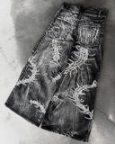 Gothic Retro Centipede-Design Softer Oversized Jean