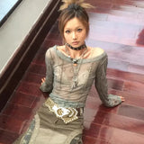 Grunge-Mesh-Tops in Harajuku Style Transparent Vintage Fashion