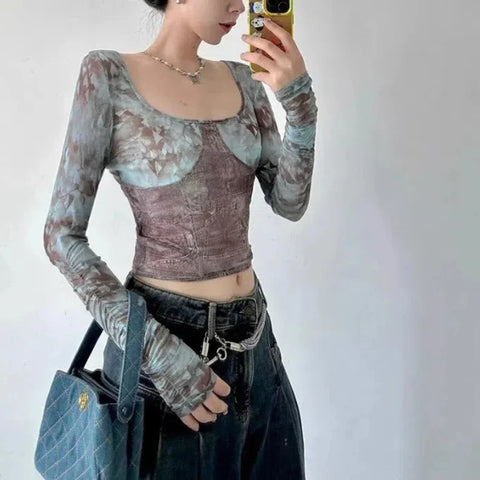 Fairy-Grunge Top with Square Neckline