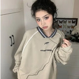 Oversized beige Sweatshirt for Women Korean Fashion