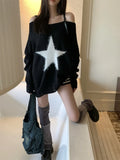 Oversized Pullover with Star Motif for Y2K