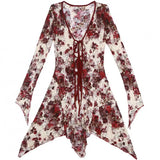 レディース インディーズスタイル ブラウス Vネック レースアップ 長袖