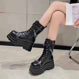 Thick Platform Boots for Women with Buckles – Gothic Motorcycle Style for Autumn and Winter