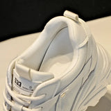 Chunky Y2K white sneakers made of real leather