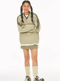 Retro Stripes Baseball Hoodie for Women Y2K Oversize