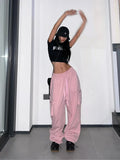 Pink Y2K Cargo Pants in K-Pop Style for Trendy Women