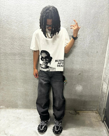 Y2K Hip Hop Oversized T-Shirt with "BUSINESS AFTER HOURS"