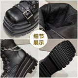 Thick Platform Boots for Women with Buckles – Gothic Motorcycle Style for Autumn and Winter