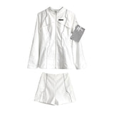 Modern Y3K Subculture White Zipper Jacket & Shorts Set