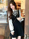 Gothic-Lolita school dress in kawaii style with two-piece look