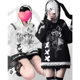 Hoodie in Japanese subculture style with anime motifs