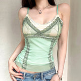 コントラストVネックのサテントップ