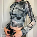 E-Girl Long Sleeve Shirt with Eye Print