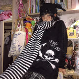 Gothic Skull Pullover with V-Neck skull and star print