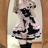 Kawaii Gothic Lolita Dress Black-Pink Maid
