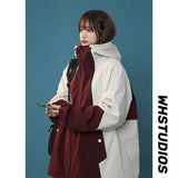 Autumn Windbreaker for Women Patchwork Streetwear in Korean Style