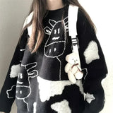 Damen-Pullover im Koreanischen Stil mit Kuhmuster