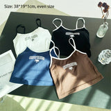 Y2K Summer Spaghetti Strap Top with Letter Print & Integrated Bra
