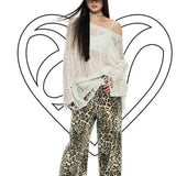 Loch pattern grey pullover semi transparent with off-shoulder cut