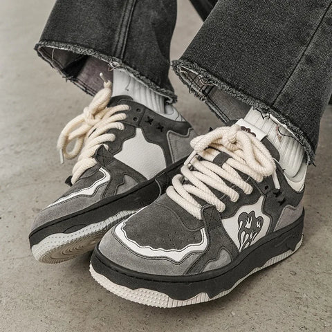 Y2K Chunky Sneakers in Gray & Black Perfect for edgy looks and alternative fashion
