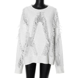 Y2K Oversize Pullover for Women with Fringes Fashionable Casual