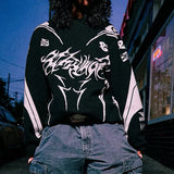 Oversized Goth Sweater Effects of Korean Fashion in Black & White