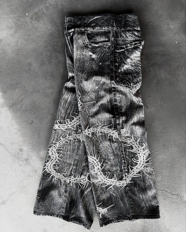 Gothic Retro Centipede-Design Softer Oversized Jean