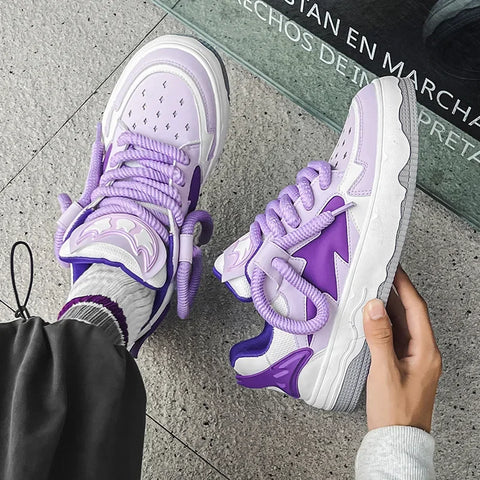 Y2K Skateboard Sneakers in Lilac for Casual Street Style