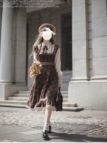 Vintage Dress in Japanese Style - Brown Tailored Maxi Skirt