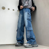 E-girl パッチワーク チェック柄 カーゴジーンズ レディース バギーデニム