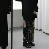 Harajuku Black Print Skirt with Japanese Tie-Dye