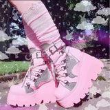Rosa Plateau-Boots in Lolita-Gothic Style