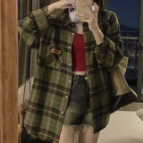 女性のためのオルタナティブファッション カジュアルチェックシャツ