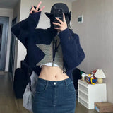 dark blue Y2K sweater with star pattern