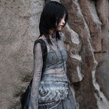 Grunge-Mesh-Tops in Harajuku Style Transparent Vintage Fashion