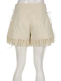 Charming High-Waist Shorts in Indie Style with Ruffles
