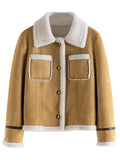 Korean Jacket made of Lamb Wool Brown and White