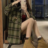 女性のためのオルタナティブファッション カジュアルチェックシャツ